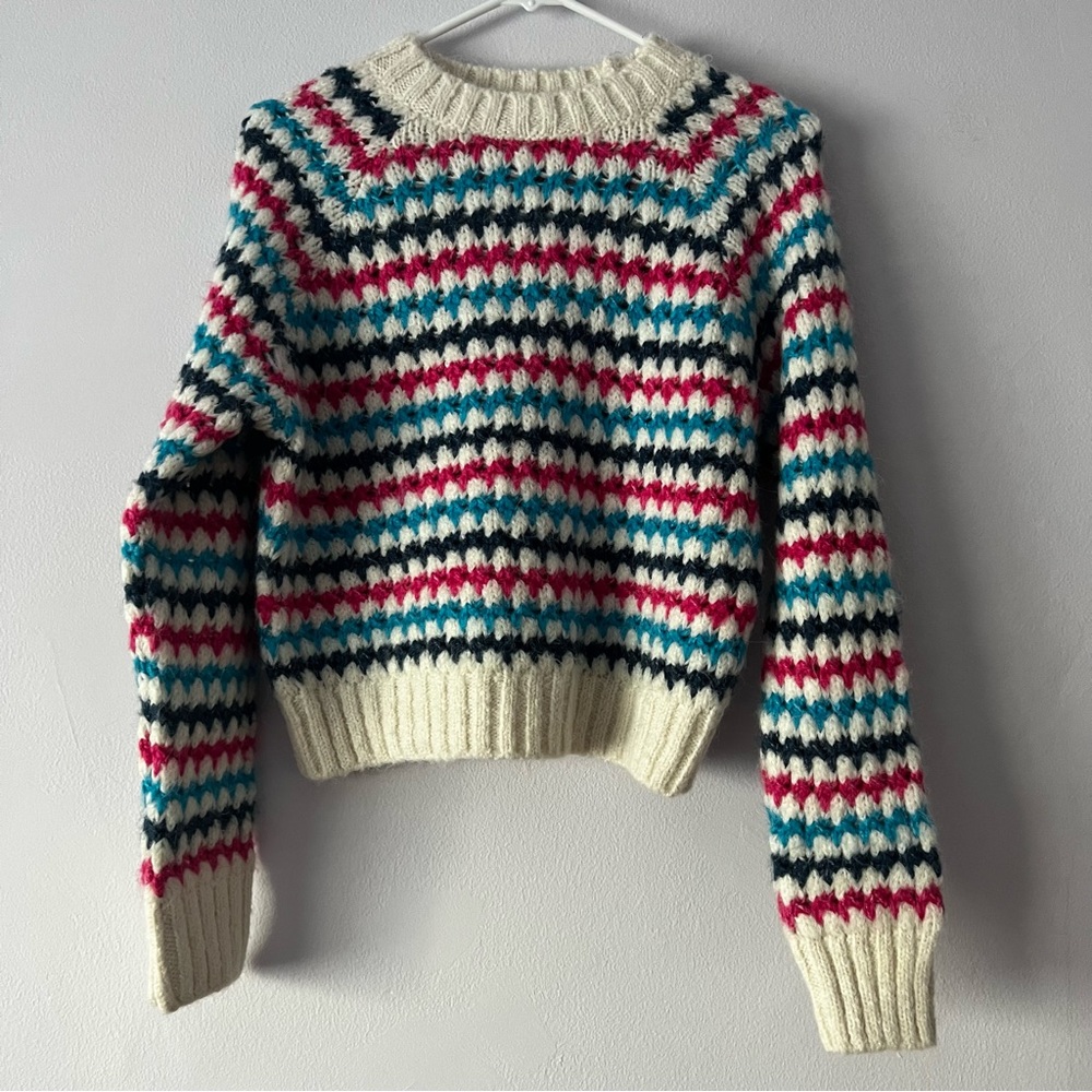 Zara Striped Knit Cropped Sweater Small